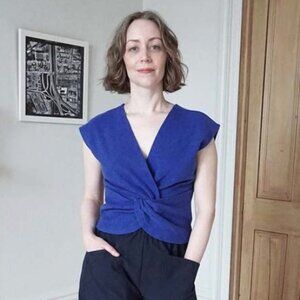 Blue Twist Front Top